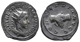 HERENNIUS ETRUSCUS (Caesar, 249-251). Antoninianus. Rome.
Obv: Q HER ETR MES DECIVS NOB C.
Radiate and draped bust right.
Rev: CONCORDIA AVGG.
Clasped...