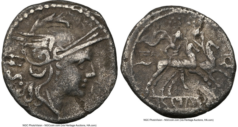 Anonymous (after ca. 211 BC). AR sestertius (12mm, 2h). NGC VF, flan flaws. Rome...