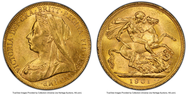 Victoria gold Sovereign 1901-P MS63 PCGS, Perth mint, KM13, S-3876. HID098012420...