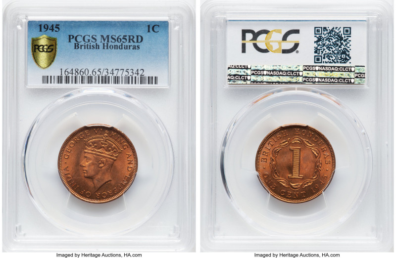 British Colony. George VI Cent 1945 MS65 Red PCGS, London mint, KM21. HID0980124...