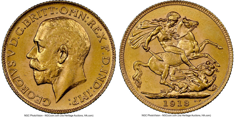 George V gold Sovereign 1913-C MS62 NGC, Ottawa mint, KM20, S-3997. Mintage: 3,7...