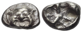 Mysia, Parion. 5th century BC. AR Drachm (3.82g, 15mm). Gorgoneion with protruding tongue. R/ Linear pattern within incuse square. SNG BnF 1343. Very ...