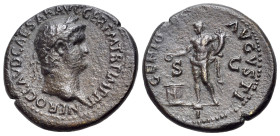 Nero (54-68). As (24mm, 7.50g, 6h). Rome. Laureate head of Nero to r. R/ Genius standing front, head to l., holding patera over lit altar in his r. ha...
