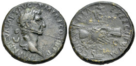 Nerva (96-98). Æ Sestertius (33mm, 24.53g, 6h). Rome, AD 97. IMP NERVA CAES AVG P M TR P COS III P P, laureate head to r. R/ CONCORDIA EXERCITVVM, cla...