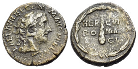 Commodus (177-192). Denarius (17mm, 3.85g, 12h). Rome. Head of Commodus as Hercules r., wearing lion skin. R/HERCVL / ROMAN / AVGV. Legend in three li...