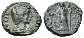 Julia Domna (wife of S. Severus). Æ Limes Denarius (17mm, 3.15g, 7h). AD 193-211. IVLIA AVGVSTA, draped bust to r. R/ IVNO REGINA, Juno standing to l....