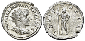 Gordian III (238-244). AR Antoninianus (23.5mm, 4.83g), circa 241-243. IMP GORDIANVS PIVS FEL AVG Radiate draped and cuirassed bust r. R/ IOVIS STATOR...