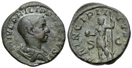 Philip II (Caesar, 244-247) Æ Sestertius (30mm, 14.41g, 1h.). Rome, AD 244-246. M IVL PHILIPPVS CAES, bare-headed and draped bust to r. R/ PRINCIPI IV...