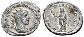Volusian (251-253). AR Antoninianus (22.5mm., 4.10g), c. 253. IMP CAE C VIB VOLVSIANO AVG Radiate, draped, and cuirassed bust r. R/P M TR P IIII COS I...