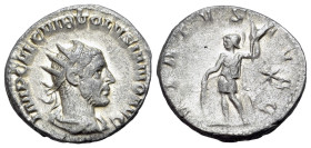 Volusian (251-253). AR Antoninianus (21mm, 3.86g), c. 251-253. Radiate, draped and cuirassed bust r. R/ VIRTVS AVGG Virtus standing l., holding shield...