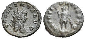Gallienus (253-268). Antoninianus (20mm, 3.64g, 6h). Rome. Radiate and cuirassed bust of Gallienus to r. R/Virtus standing front, head to l., holding ...