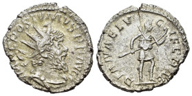 Postumus (260-269). AR Antoninianus (21mm, 3.35g, 12h). Treveri, AD 266-267. IMP C POSTVMVS P F AVG, radiate, draped and cuirassed bust to r. R/ DIANA...