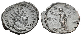 Postumus (260-269) AR Antoninianus (20mm, 3.75g, 6h). Colonia Agrippinensis. Radiate, draped and cuirassed bust r. R/PAX AVG / P, Pax standing l., hol...
