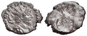 Tetricus I (271-274). Æ brockage denarius (19mm, 2.75g, 12h). Radiate and cuirassed bust r. of Tetricus