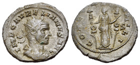 Aurelian (270-275). Radiate (20mm, 2.96g). Siscia, 270. Radiate, draped and cuirassed bust r. R/ Concordia standing facing, head l., holding two stand...