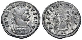 Aurelian (270-275). BI Antoninianus (21mm, 3.59g, 12h). Rome. IMP AVRELIANVS AVG, radiate and cuirassed bust r. R/ RESTITVT ORBIS, Emperor standing l....