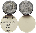 Probus (276-282). Radiate (21mm, 4.3g). Antioch. Radiate, draped and cuirassed bust r. R/ Female figure standing r., presenting wreath to Emperor stan...
