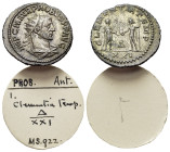 Probus (276-282). Radiate (21mm, 3.05g). Antioch. Radiate, draped and cuirassed bust r. R/ Emperor standing r., receiving Victory on globe from Jupite...