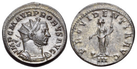 Probus (276-282). Antoninianus (22mm, 4.60g, 12h). Lugdunum 276. Radiate and cuirassed bust r. R/ Providentia standing l., holding baton in r. hand an...