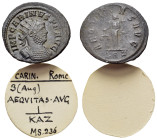 Carinus (283-285). Radiate (22mm, 3.81g). Rome. Radiate and cuirassed bust r. R/ Aequitas standing l., holding scales and cornucopia; KAZ. RIC V 236. ...