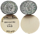 Numerian (283-284). Radiate (21mm, 2.53g). Rome. Radiate, draped and cuirassed bust r. R/ Jupiter standing l., holding Victory and sceptre; at feet to...