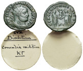 Diocletian (284-305). Radiate (21mm, 2.40g). Cyzicus, 295-9. Radiate, draped and cuirassed bust r. R/ Emperor standing r., receiving Victory on globe ...