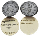 Maximianus (286-305). Radiate (22mm, 3.79g). Lugdunum, 289-90. Radiate, draped and cuirassed bust r. R/ Aequitas standing l., holding scales and cornu...