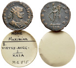 Maximianus (286-310). Radiate (21mm, 2.59g, 6h). Rome, AD 291. Radiate, draped and cuirassed bust to r. R/Hercules standing facing, head to l., holdin...