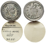 Maximianus (first reign, 286-305). Æ Antoninianus (24mm, 3.67g, 6h). Rome mint, AD 291. Radiate, draped and cuirassed bust r. R/ Hercules standing r.,...