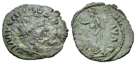 Carausius (287-293). Æ Antoninianus (22mm, 2.91g, 11h). London. Radiate cuirassed bust. R/ Pax standing holding branch and sceptre. RIC 101. Double st...