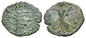 Carausius (287-293). Æ Antoninianus (19mm, 1.55g, 12h). Barbarous imitation of a London(?) mint issue, AD 286-293. Radiate bust to r., slight drapery ...