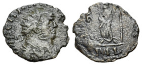 Carausius (287-293). Æ Antoninianus (18mm, 1.68g, 11h). Camolodunum. Radiate, draped bust of Carausius facing r.; R/Pax standing left holding branch a...