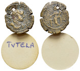Carausius (286-293). Antoninianus (18mm, 2.89g, 12h). Rotomagus. Radiate and draped bust r. R/Tutela standing left, holding patera over altar and corn...