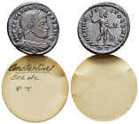 Constantine I 'the Great' (307-337). Follis (23mm, 4.81g, 6h). Ticinum, 312-313. Laureate and cuirassed bust of Constantine I to r. R/ SOLI INVICTO CO...