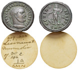 Licinius I (308-324). Æ Follis (21mm, 4.90g). Nicomedia, 312. Laureate head r. R/ Genius standing l., holding patera and cornucopia; eagle to l.; -Δ//...