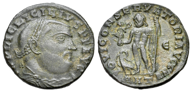 Licinius I (308-324). Æ Follis (22mm, 4.34g). Antioch, 315-6. Laureate draped an...