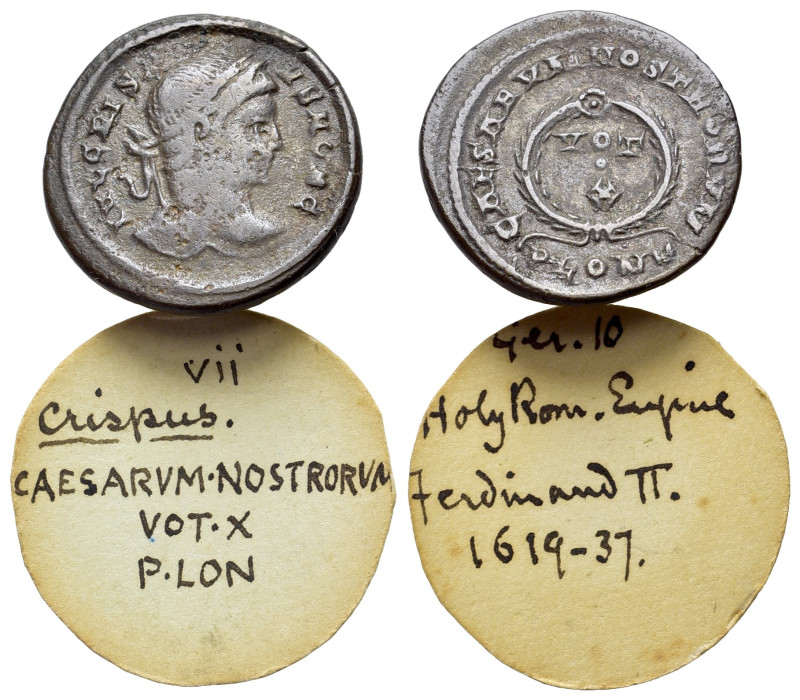 Crispus (Caesar, 316-326). Æ Follis (19mm, 3.08g). Londinium, 323-4. Laureate he...