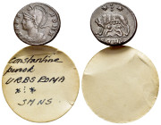 Commemorative Series, 330-354. Æ Follis (17mm, 2,69g). Nicomedia, 330-5. Helmeted and draped bust of Roma l. R/ She-wolf standing l., suckling the twi...