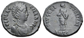 Aelia Flaccilla (Augusta, 379-386/8). Æ majorina (21mm, 4.75g, 4h). Antioch. Pearl-diademed and draped bust of Flaccilla r., wearing pearl necklace. R...