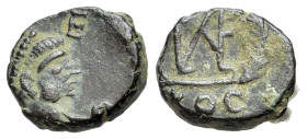 Leo I (457-474). Æ (9mm, 1.10g). Constantinople. Pearl-diademed, draped and cuirassed bust r. R/ Monogram within wreath; KOC. RIC X 720. Near VF