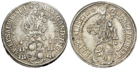 Austria, Salzburg. Maximilian Gandolf von Kuenburg. AR Thaler 1670 (43mm, 28.31g, 12h). Bust of the Virgin facing, holding Holy Child and sceptre; arm...