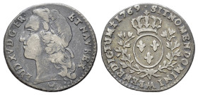 France. Louis XV (1715-1774). AR Dixième d'écu au bandeau 1769 (21mm, 2.85g, 6h). Laureate head l. R/ Crowned arms. Duplessy 1683. VF