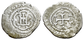 Italy. Genoa. Dogi Biennali (1528-1797). II Fase (1541-1637). Soldino 1577. Castle in frame of arches. R/Patent cross in frame of arches. CNI 17/20; M...