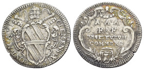 Italy, Papal States. Rome, Clemente XII (1730-1740). AR Giulio (24mm, 2.69g, 12h). Papal arms. R/ Legend in cartouche. Muntoni 94. Good VF