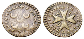 Malta, Emmanuel Pinto (1741-1773). Æ Grano 1747 (17mm, 1.58g). Restelli-Sammut 201. VF