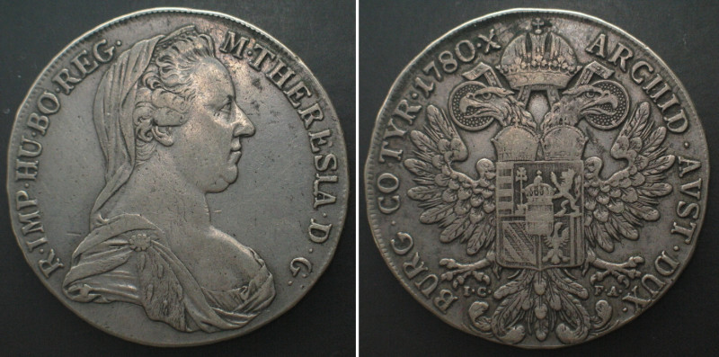 AUSTRIA. Maria Theresa Thaler 1780 I.C.-F.A. (Vienna mint, 1795-1853), silver, H...