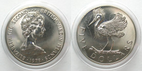 BRITISH VIRGIN ISLANDS. 5 Dollars 1979 FM (U), SNOWY EGRET, Cu-Ni, Prooflike, RARE!