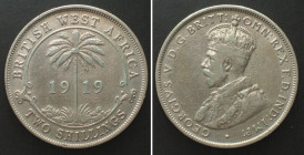 BRITISH WEST AFRICA 2 Shillings 1919 H GEORGE V silver aXF