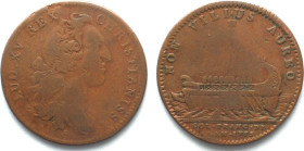 CANADA 1755 Token LOUIS XV - NON VILIUS AUREO - copper aVF RARE!