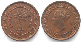 CEYLON 1 Cent 1901 VICTORIA copper UNC!!!